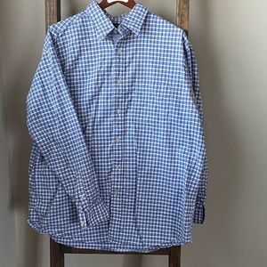 Blue and White Checkered Button-Front Shirt